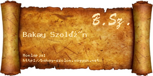 Bakay Szolón névjegykártya